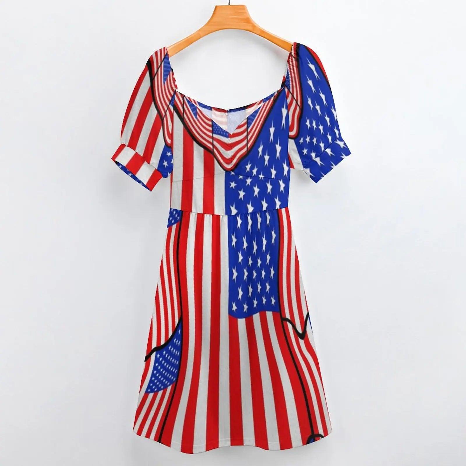 Soft American Flag Dress Sexy V Neck Celebrate USA Red White Blue Festival Dresses Basic Casual Dress Print Oversize Vestido - Premium dresses from Lizard Vigilante - Just $30.99! Shop now at Lizard Vigilante