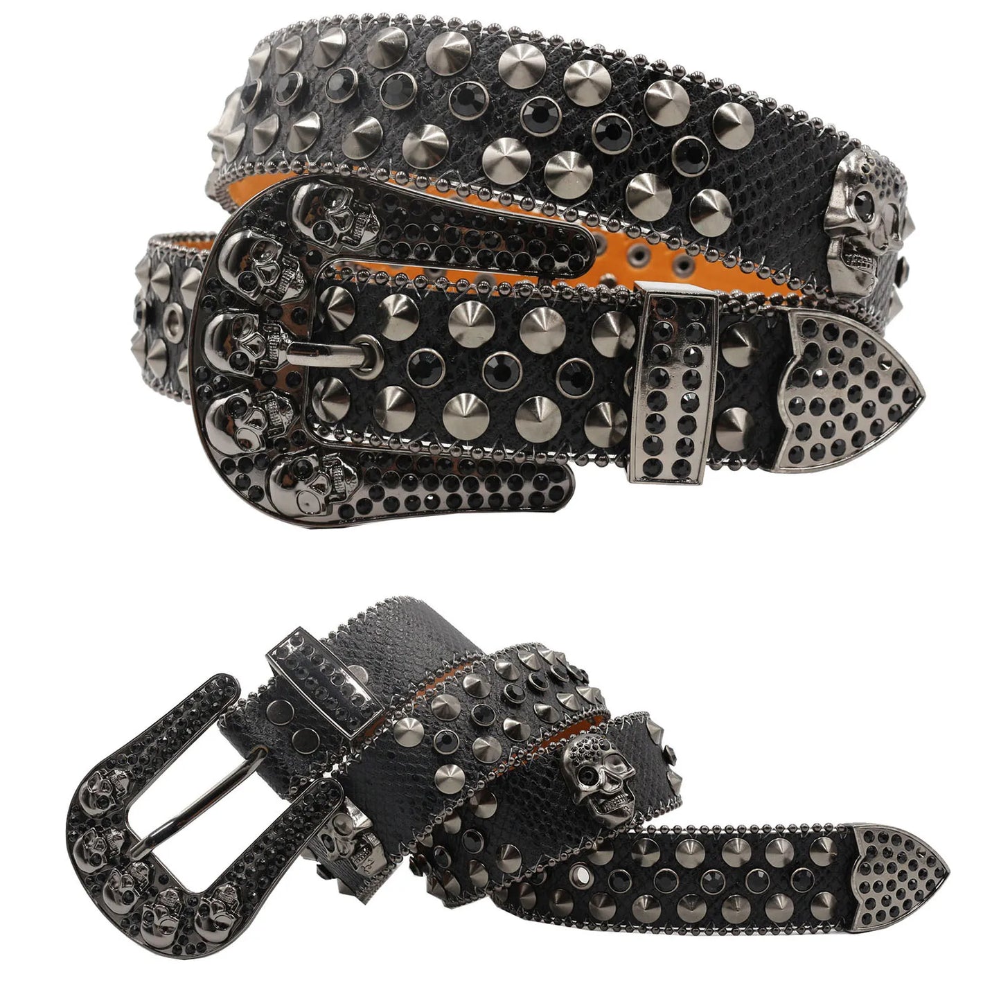 Metallic Gothic Rivet Waist Chain Belt – Unisex Y2K Skull, Devil, and Heart Charms for Edgy Vintage Fashion - Premium belt from Lizard Vigilante - Just $39.99! Shop now at Lizard Vigilante