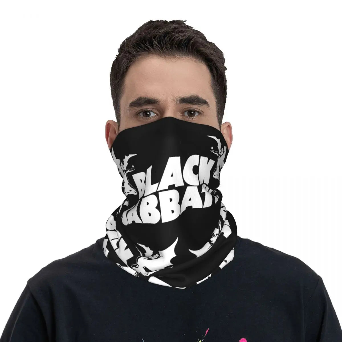 Black Face Mask Sabbath Neck Gaiter Printed Unisex Scarf Warm Headband Motorcycle Windproof - Premium neck gaiter from Lizard Vigilante - Just $18.88! Shop now at Lizard Vigilante