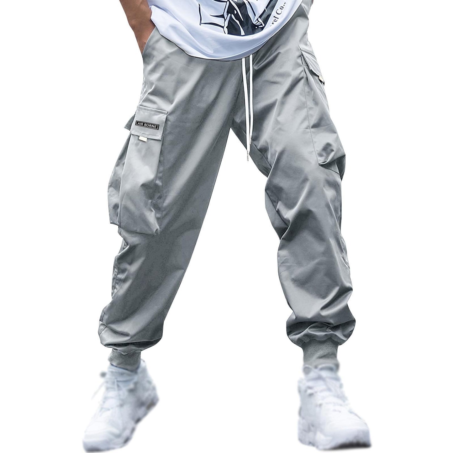 Men's Casual Jogging Cargo Pants with Drawstring & Multi-Pockets – Sport Trousers for Outdoor Activities, Streetwear, and Hip-Hop Style - Premium pants from Lizard Vigilante - Just $37.99! Shop now at Lizard Vigilante