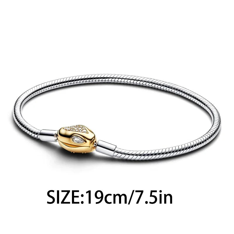 925 Silver Valentine's Day Snake Year Series Pendant Suitable for 925 Sterling Silver Original Women's Bracelet DIY Jewelry Gift