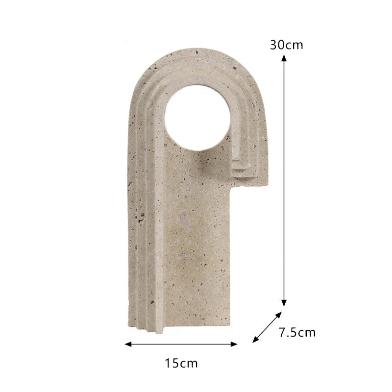 Travertine Sculptures and Figurines Archway Shape Statue for Shelf Coffee Table TV Cabinet Bookshelf Living Room Home Decoration