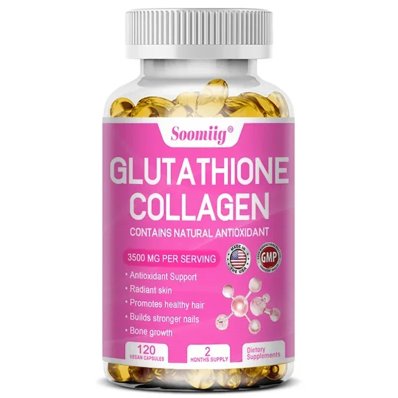 Glutathione Collagen Capsules, Skin Brightening & Anti-Aging, Supports Hair, Skin & Nail Health, NON-GMO, Glutathione Supplement