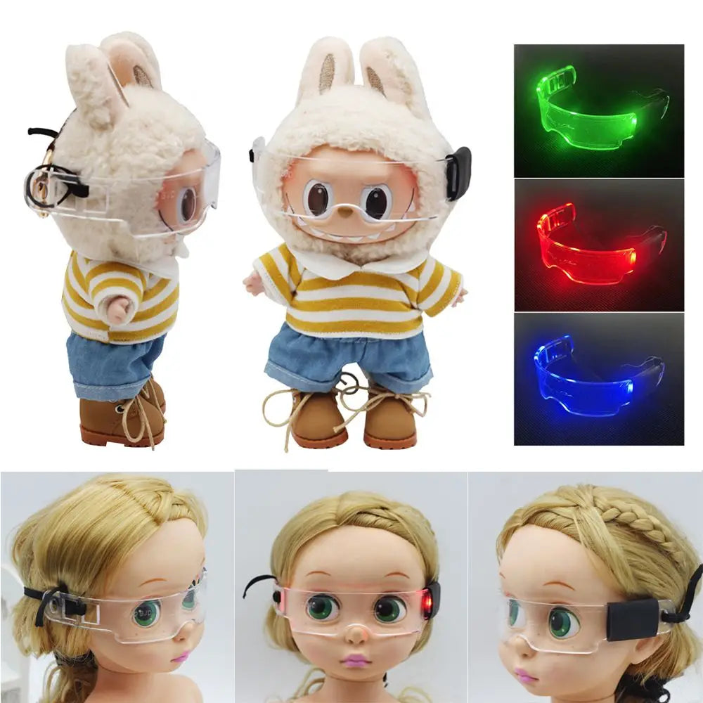 Labubu LED Punk Glasses Labubu Doll 3-color Luminous Glasses Cool Night Light Future Technology Glasses Mini Edition