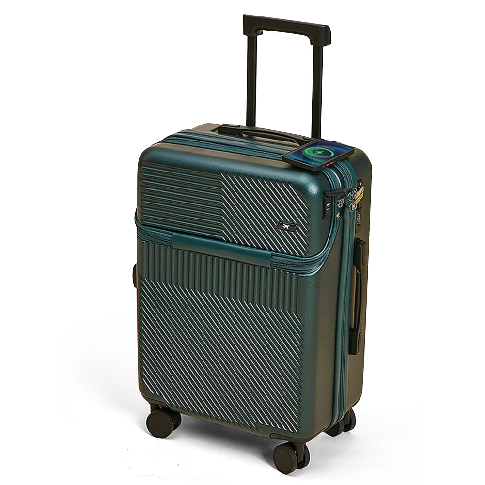 20" Expandable Carry-On Suitcase with USB Charging – Scratch-Resistant, Spinner Wheels, and Front Access for Ultimate Travel Convenience - Premium luggage from Lizard Vigilante - Just $95.99! Shop now at Lizard Vigilante