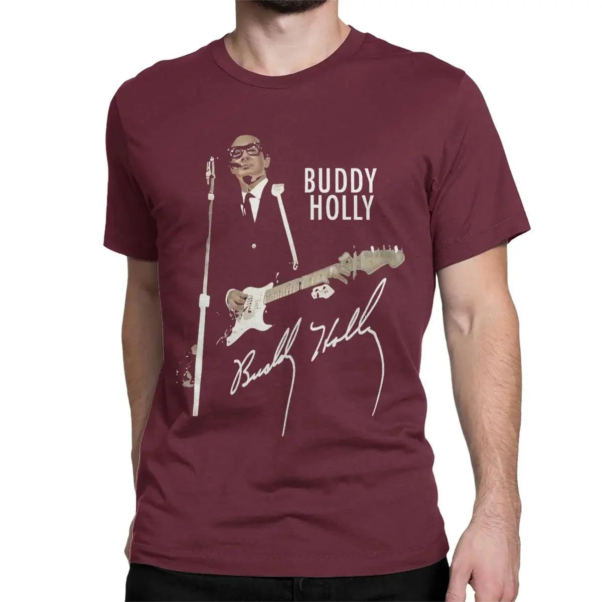 Buddy Holly Rocker Men Women T Shirts Rock Leisure Tee Shirt Short Sleeve Round Collar T-Shirts 100% Cotton Gift Idea Clothes - Premium T-Shirt from Lizard Vigilante - Just $27.05! Shop now at Lizard Vigilante