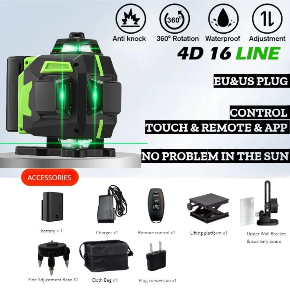 XMSJ 360° ProGrid 16-Line Self-Leveling Green Beam Laser Level – Precision Construction Series w/ Multi-Tripod Options - Premium laser level from dsers - Just $117.99! Shop now at Lizard Vigilante