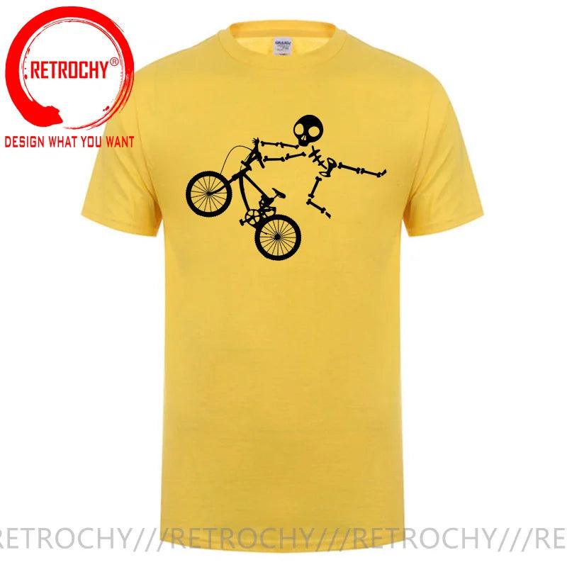 Skeleton Alien BMX Cycle Bike T-Shirt Custom Short Sleeve MTB Skull Biker TShirt Funny Fall O Neck Cotton T Shirt for Men - Lizard Vigilante