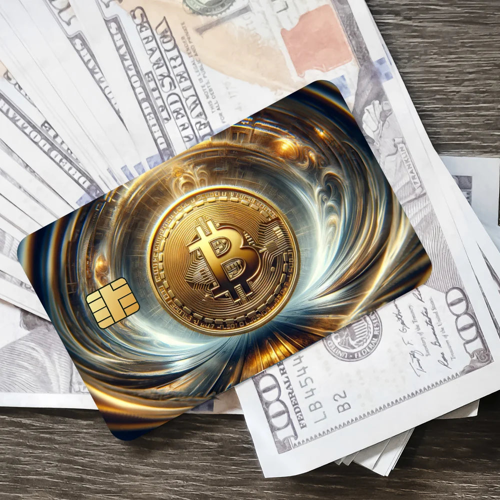 Crypto Currency Bitcoin Credit Card Stickers Waterproof Scratch Resistant 4PCS Set