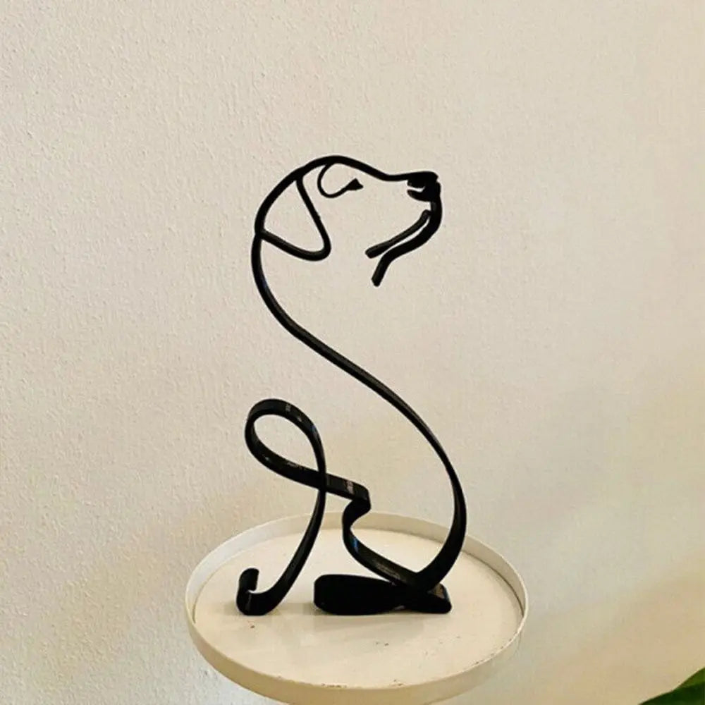 Wrought Iron Handicraft Bulldog Dachshund Labrador Abstract Dog Ornament Modern Animal Sculpture Simple Statue Art Figurine