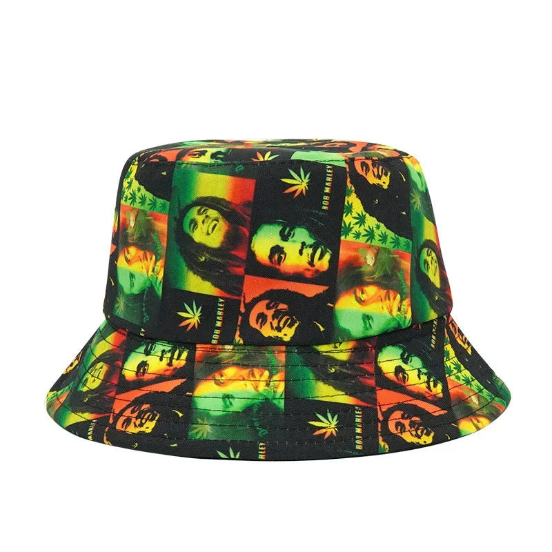 Summer Sun Protection Bucket Hat for Men Women Panama Cap Print Hip Hop Gorros Fishing Fisherman Hat Double Side Wear Fashion - Premium T-Shirts from Lizard Vigilante - Just $7.99! Shop now at Lizard Vigilante