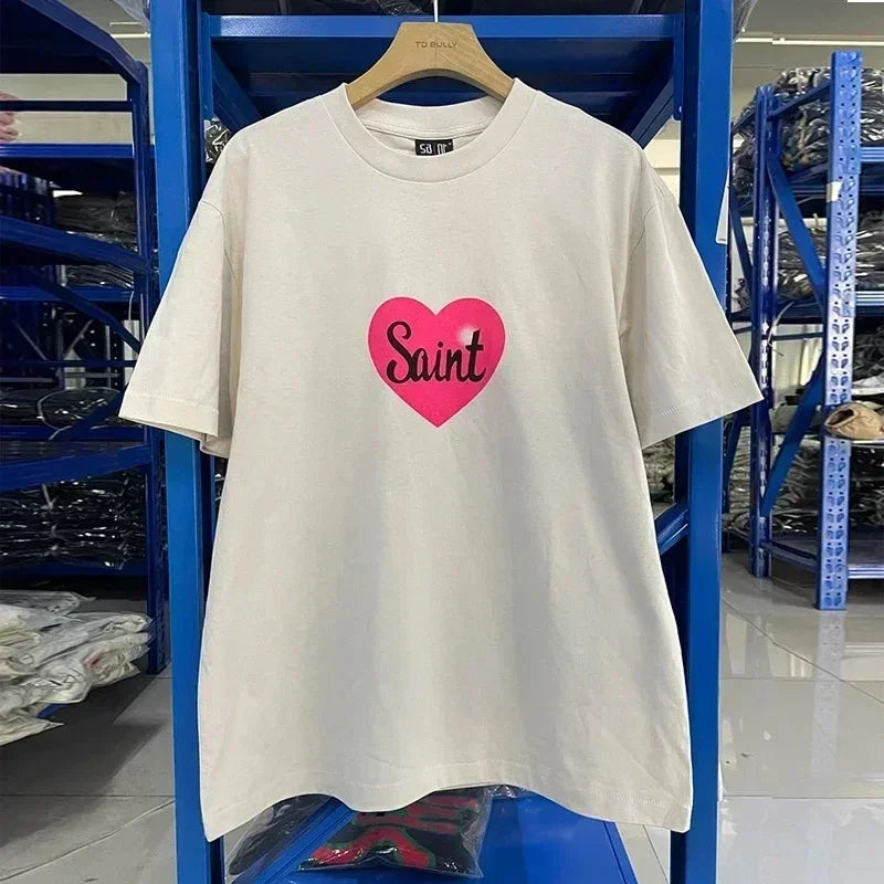 Men Women High Street Vintage Washed Black T-Shirt Top Quality Cototn TEE 3D Cracked Letters Logo Print Saint T Shirt With Tags - Premium  from Lizard Vigilante - Just $64.99! Shop now at Lizard Vigilante