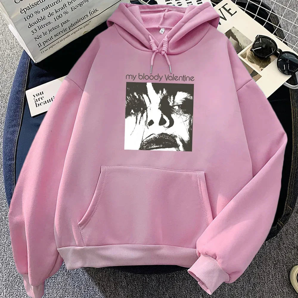 My Bloody Valentine Graphic Print Hoodie – Gothic, Fleece-Pullover Sweatshirt for Women – Cozy, Kawaii Cartoon Hooded Sweatshirt for Autumn/Winter - Premium hoodie from Lizard Vigilante - Just $39.88! Shop now at Lizard Vigilante