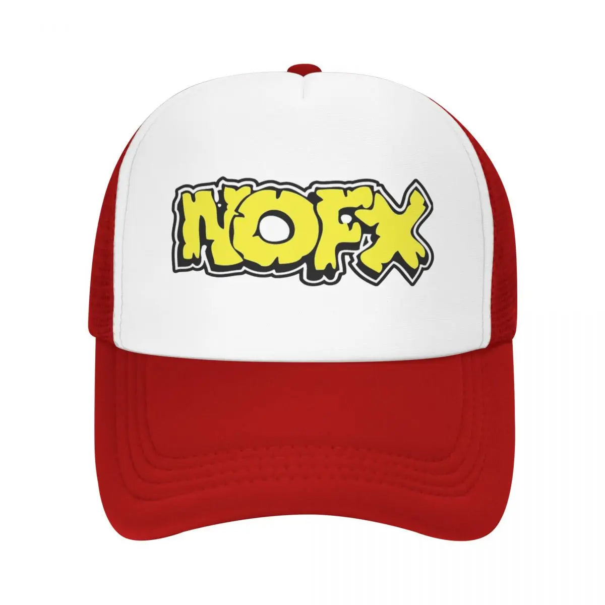 NOFX Punk Band Logo Foam Mesh Trucker Hat | Adjustable Summer Rock Music Baseball Cap | Breathable Mesh-Back Unisex Outdoor Sun Protection Hat - Premium Hat from Lizard Vigilante - Just $23.88! Shop now at Lizard Vigilante