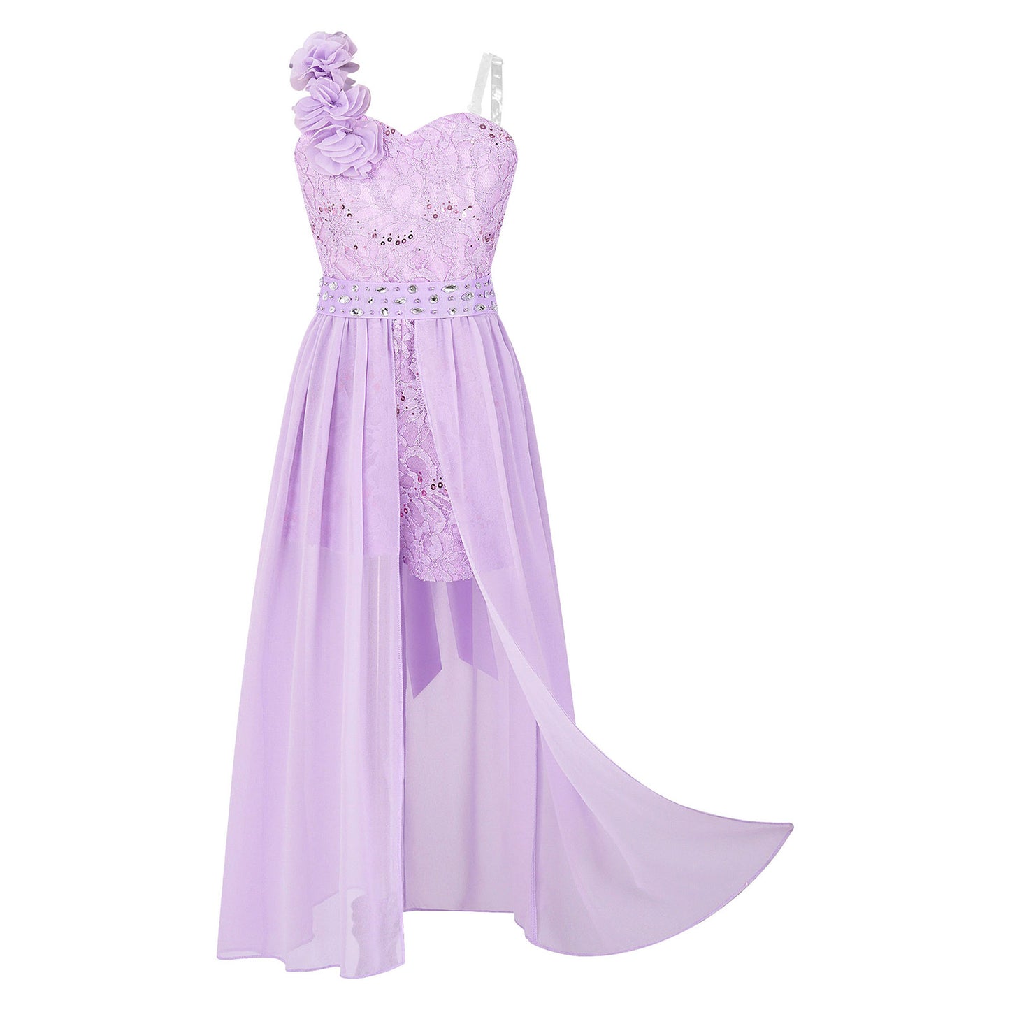 Girls Elegant Party Dress – Sequin Beaded Asymmetrical Gown with Lace Chiffon Overlay, Birthday, Wedding, Prom Pageant Dress - Premium dress from Lizard Vigilante - Just $34.99! Shop now at Lizard Vigilante