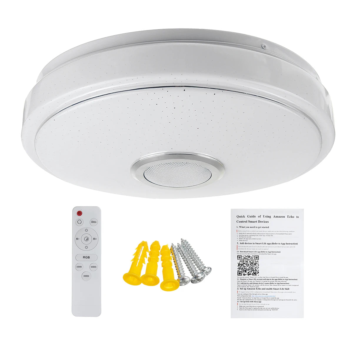 Smart LED Ceiling Light with Bluetooth Speaker – 200W RGB Dimmable Modern Ceiling Lamp for Bedroom, Kitchen, and Living Room - Premium  from Lizard Vigilante - Just $62.99! Shop now at Lizard Vigilante