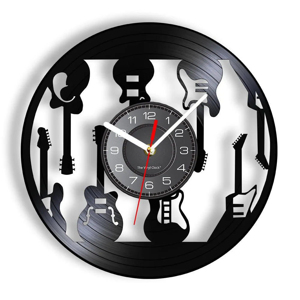 Guitar Player Vinyl Record Wall Clock: The Rock Music Instrument Wall Art for Your Living Room