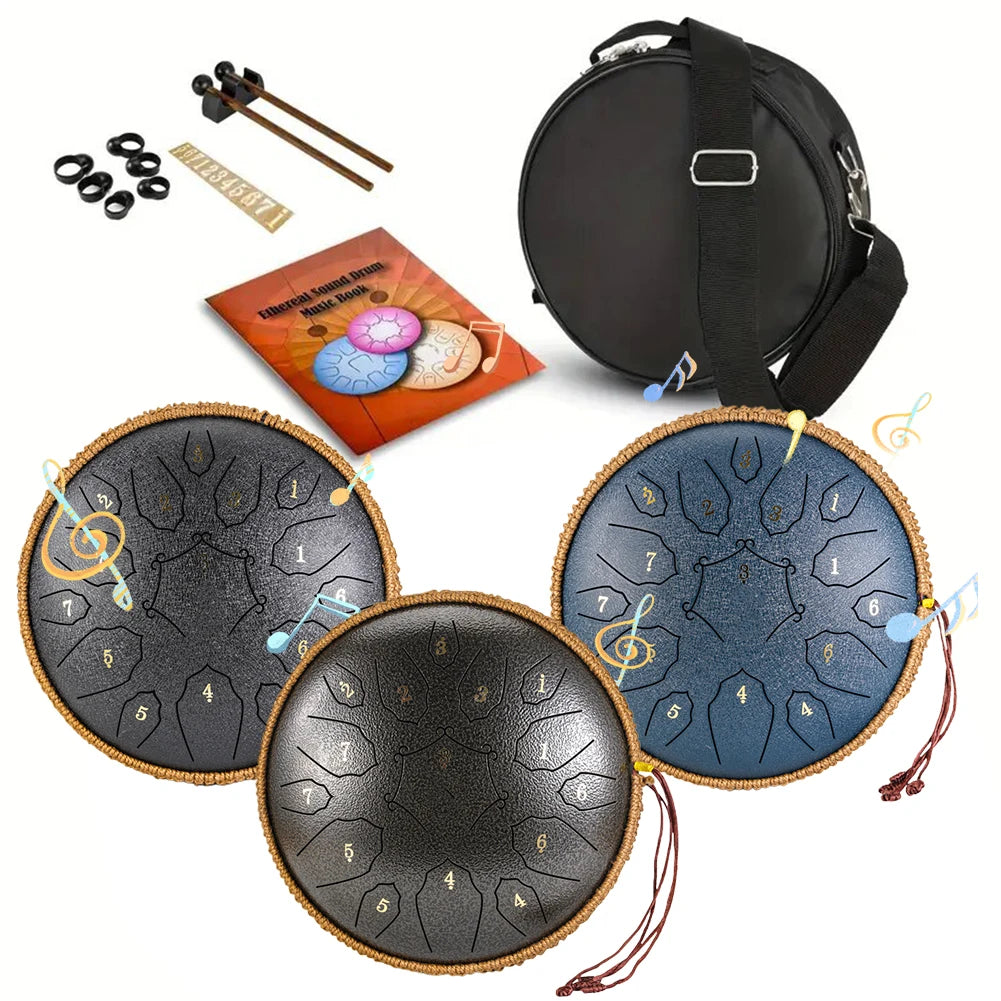 12 Inch 15 Notes Music Drum Steel D Tone Ethereal Drum with Handbag Drumsticks Percussion Musical Instrument For Child Beginner - Premium  from Lizard Vigilante - Just $99.99! Shop now at Lizard Vigilante