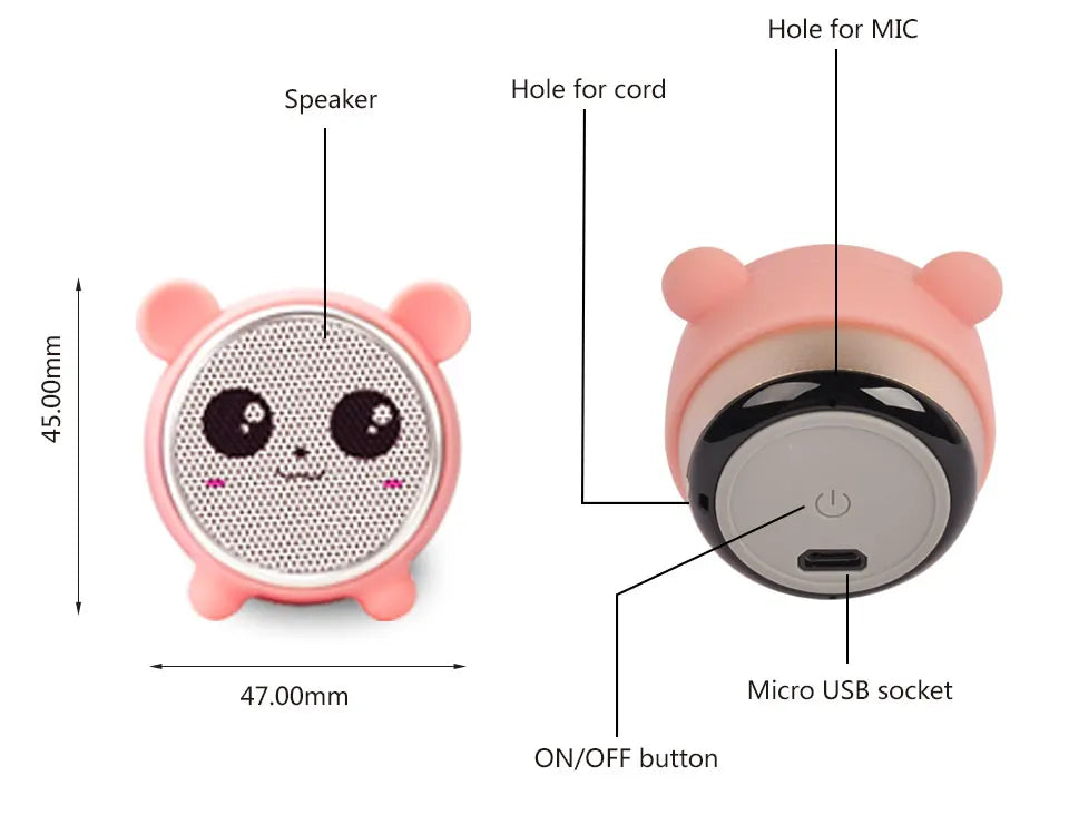 Wireless Bluetooth Animal Speaker Box HIFI Power Mini Speakers TWS Sound Speakers for Outdoor or Office home Panda Baby