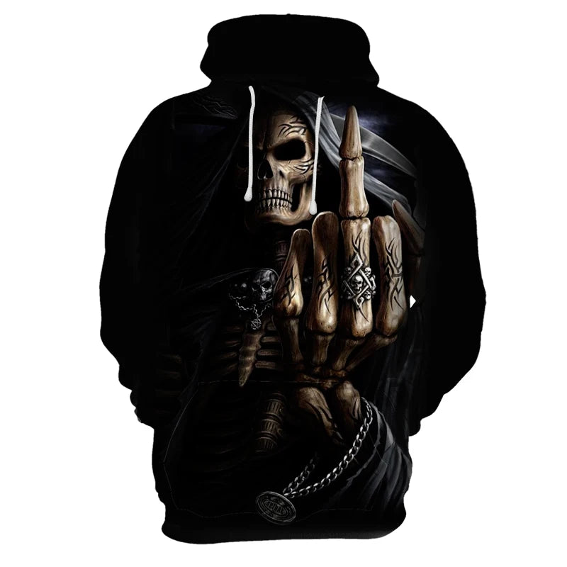 Men's 3D Skull Hoodie Sweatshirt – Funny Harajuku Hip-Hop Streetwear - Premium hoodie from Lizard Vigilante - Just $36.66! Shop now at Lizard Vigilante