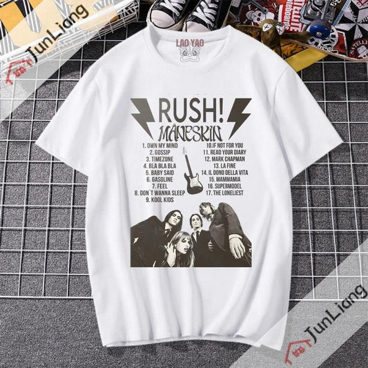 Maneskin Streetwear Italian Rock Band Women's T-shirt Kpop Harajuku Sportswear Man Y2k Clothing Goth Clothes Tops Men Funny Tees - Premium T-shirt from Lizard Vigilante - Just $23.99! Shop now at Lizard Vigilante