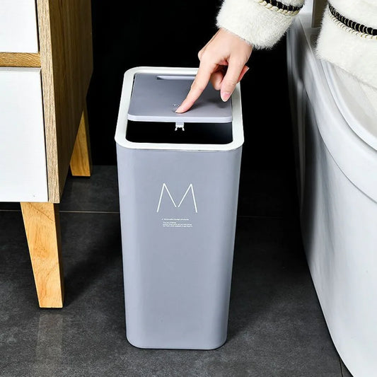 15/10L Bathroom Kitchen Trash Can with Lid Press-type Waste Bins Living Room Toilet Nordic Rectangular Garbage Bin Wastebaskets