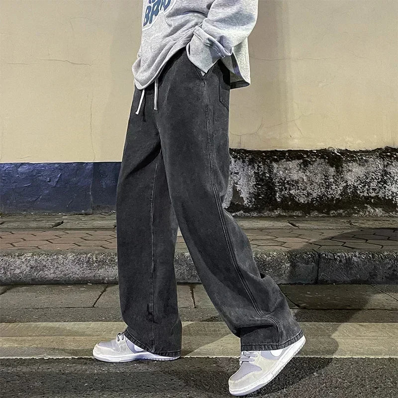 Street Riot Wide Leg Combat Jeans — Korean Style Loose Straight Pants For Men Who Move Like Thunder