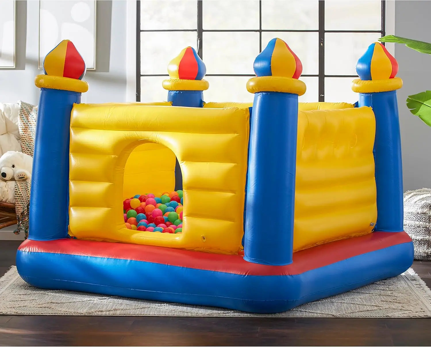 Intex 48259EP Inflatable Colorful Jump-O-Lene Castle Bouncer Indoor Outdoor Kids Jump Bounce House for 2 Kids, Ages 3 to 6 Years - Premium  from Lizard Vigilante - Just $89.99! Shop now at Lizard Vigilante