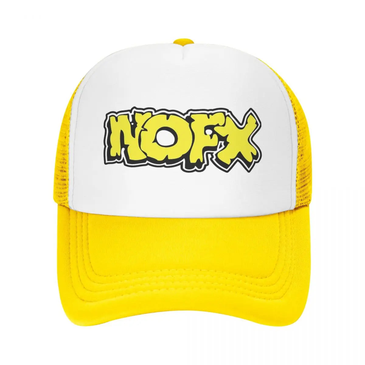 NOFX Punk Band Logo Foam Mesh Trucker Hat | Adjustable Summer Rock Music Baseball Cap | Breathable Mesh-Back Unisex Outdoor Sun Protection Hat - Premium Hat from Lizard Vigilante - Just $23.88! Shop now at Lizard Vigilante