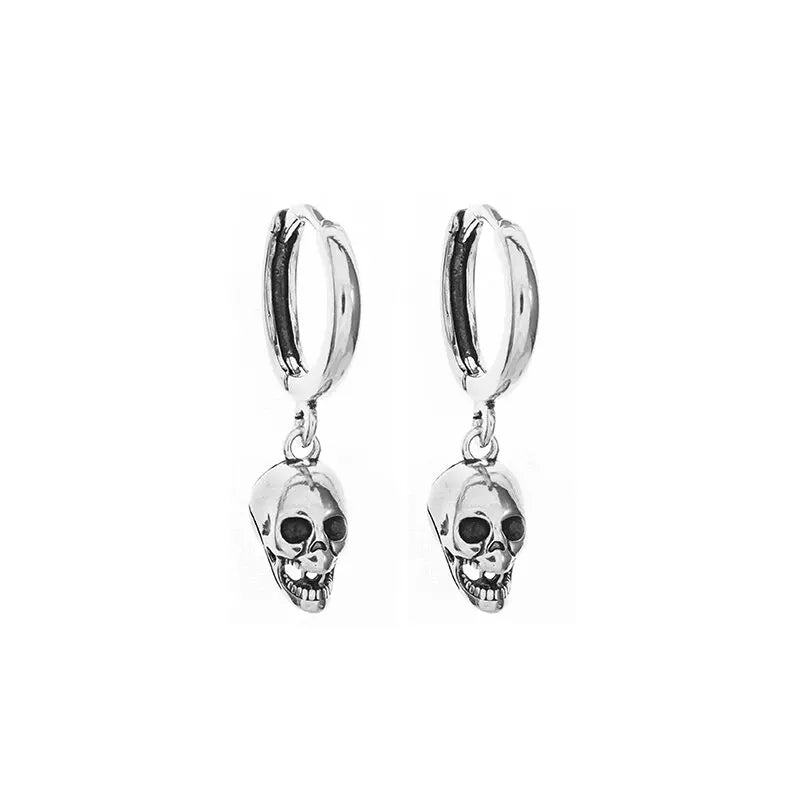 Silver-Plated Skull Drop Earrings – Gothic Ghost Head Hypoallergenic Earrings for Men & Women, Perfect for Halloween & Punk Rock Style - Premium skull jewelry from Lizard Vigilante - Just $16.66! Shop now at Lizard Vigilante