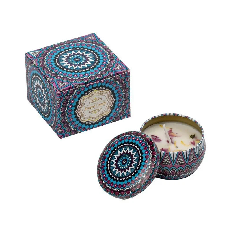 1Pcs/Box Scented Candle Set Gift Islamic Arabian Patterns Fragrance Candle Jar DIY Smokeless Couples Romantic Incense Candles