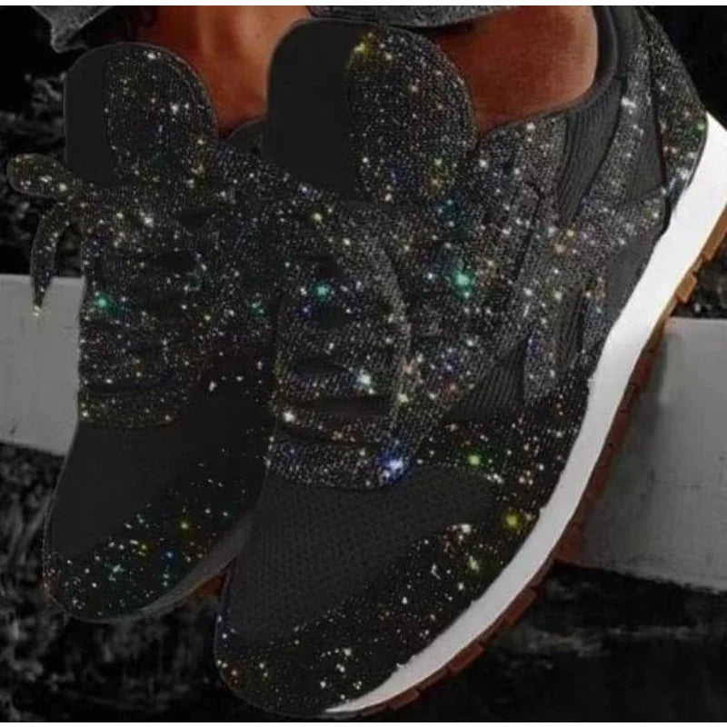 Women's Trendy Glitter Sneakers – Chunky Platform Vulcanized Shoes with Height-Boosting Soles & Breathable Mesh for Running, Casual Wear, & Sparkling Style - Premium shoes from Lizard Vigilante - Just $48.88! Shop now at Lizard Vigilante