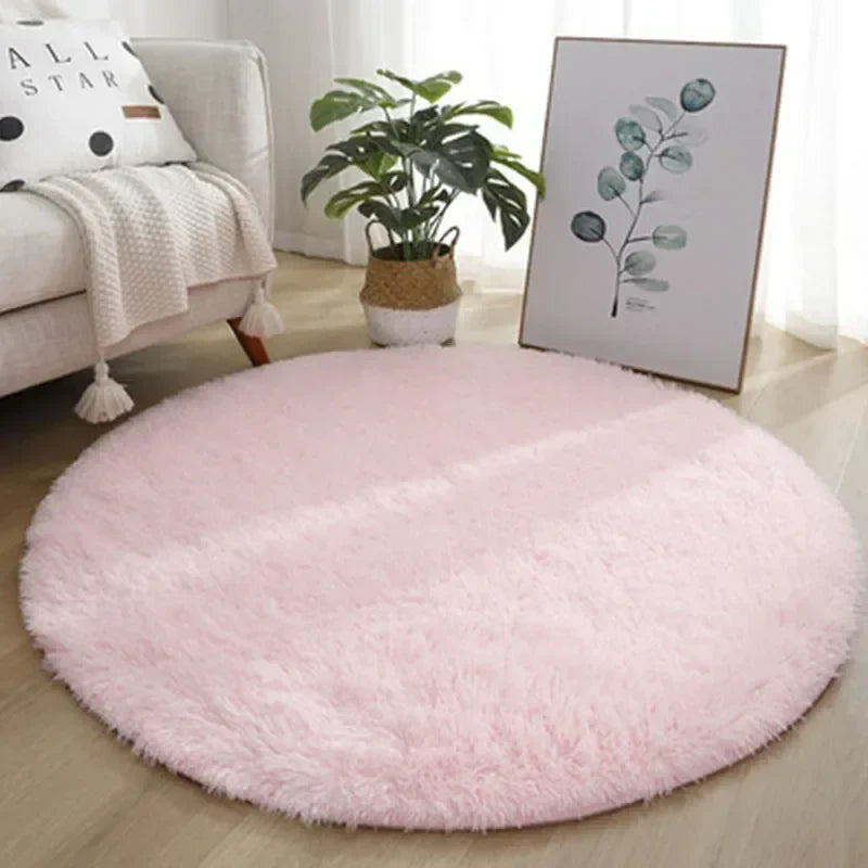 Living Room Rugs Aesthetic Bedroom Round Carpet Decoration Furry Comfort Carpet  Home Decor Pink Foot Mat Area Rug 2023 New