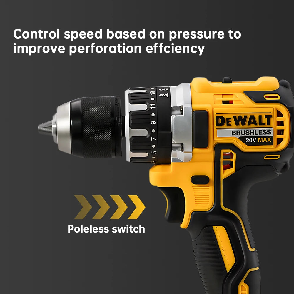 DEWALT 20V Cordless Electric Drill, Brushless Impact Screwdriver with Stepless Speed Control – 13mm, Powerful 70N.m Torque, Rechargeable Power Tool - Premium electric drill from Lizard Vigilante - Just $111.08! Shop now at Lizard Vigilante