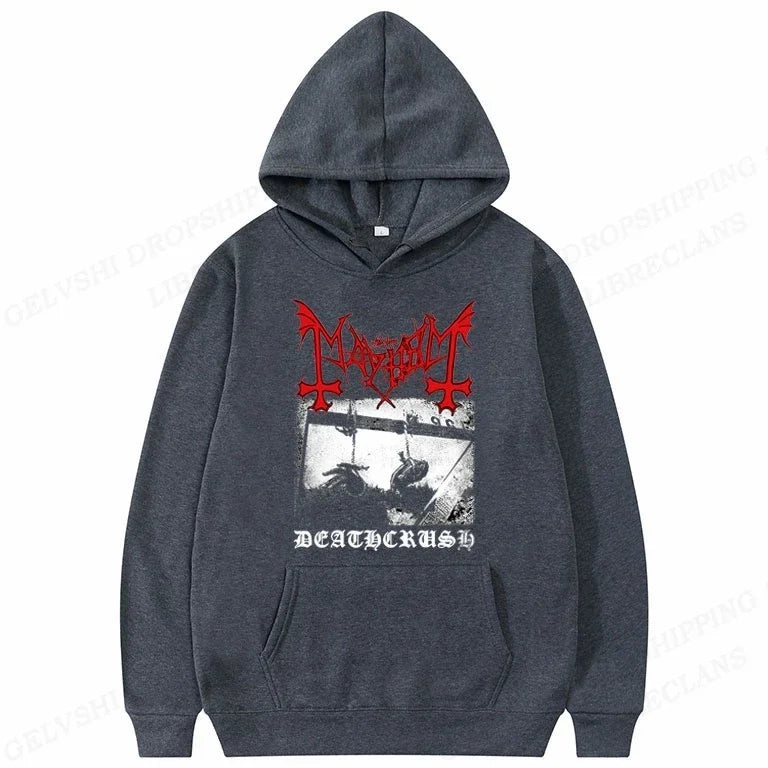 Rapper Mayhem Deathrush Hoodie – Men's Street Hip Hop Pullover, Casual Long Sleeve Sweatshirt for the Bold & Unstoppable - Premium hoodie from Lizard Vigilante - Just $46.66! Shop now at Lizard Vigilante