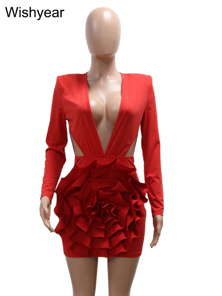 White Noise: 3D Rose Ruffle Mini Dress - Premium dress from dsers - Just $101.99! Shop now at Lizard Vigilante