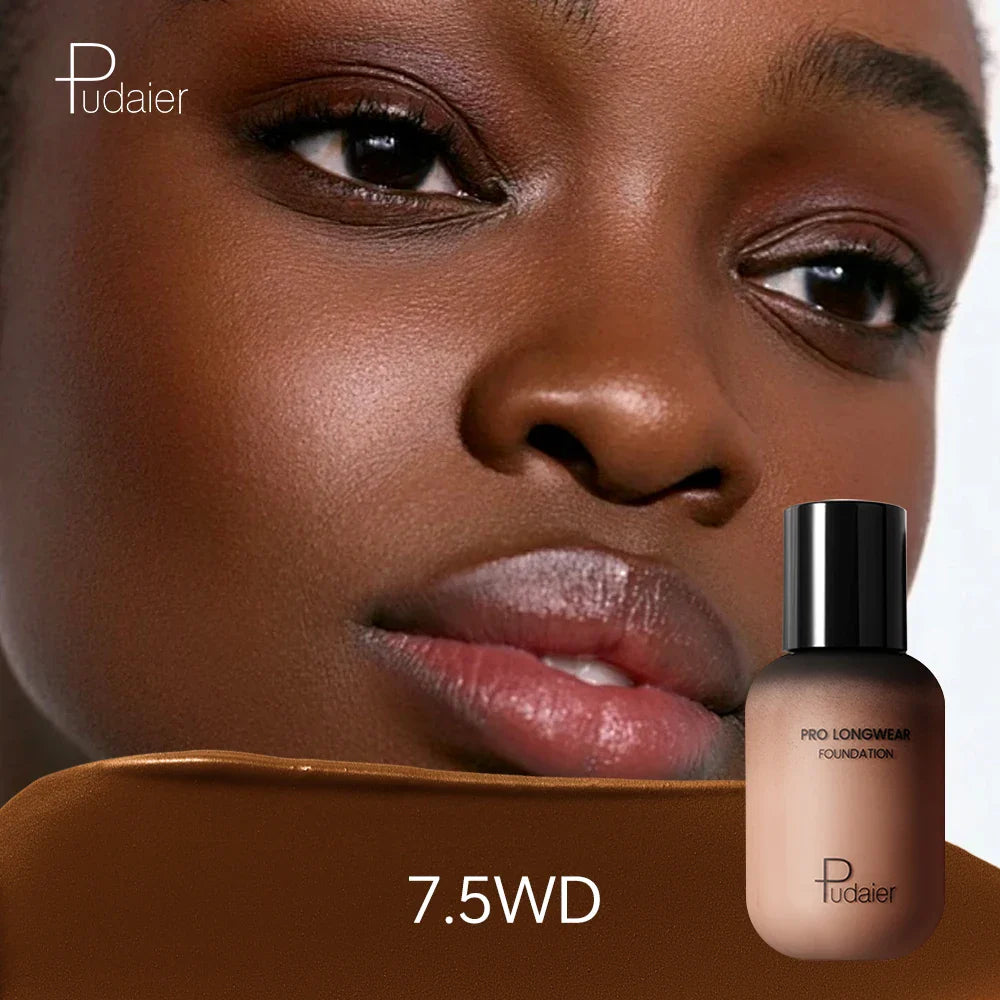 Pudaier Long-Lasting Natural Foundation - Brown Small Bottle, Matte Finish, Non-Sticky, Creamy Texture, Suitable for All Skin Ty