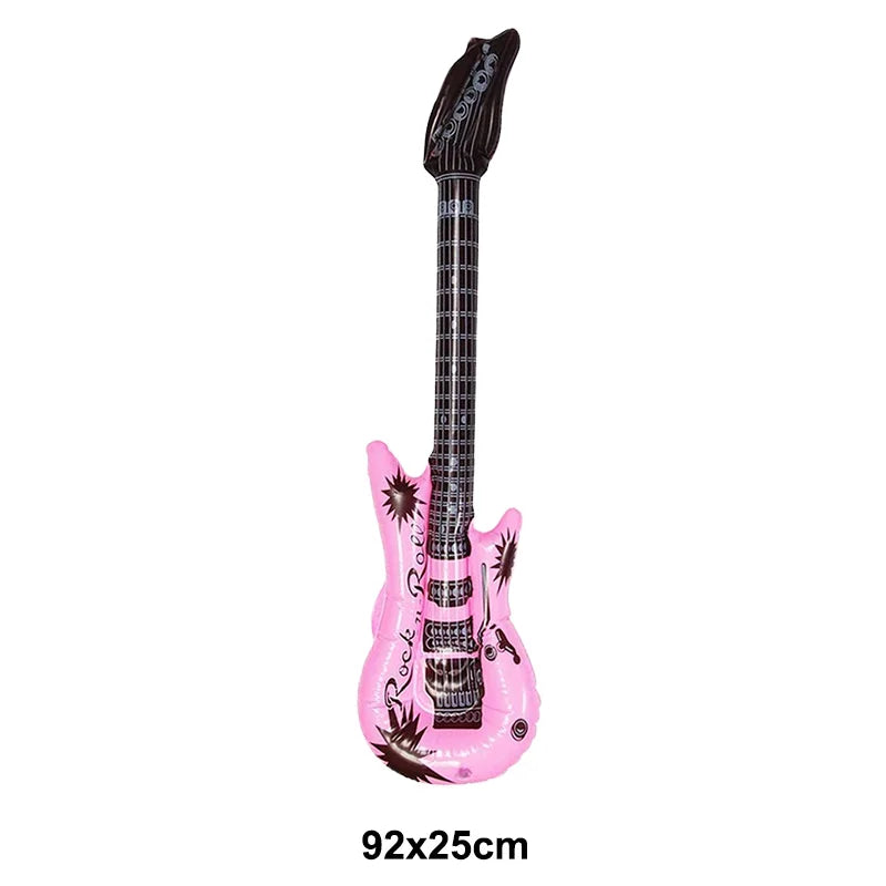 35inch Inflatable Guitar Inflatable Rock 'N Roll Electric Guitar for 80s 90s Themed Party Adults Kids Music Birthday Party - Lizard Vigilante