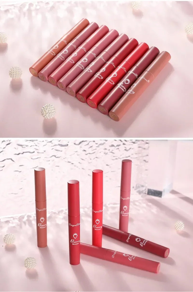 Nude Matte Lip Gloss 12 Colors Long-lasting Velvet Lipstick Waterproof Non-fade Non-stick Cup Lipsticks Women Makeup Cosmetic