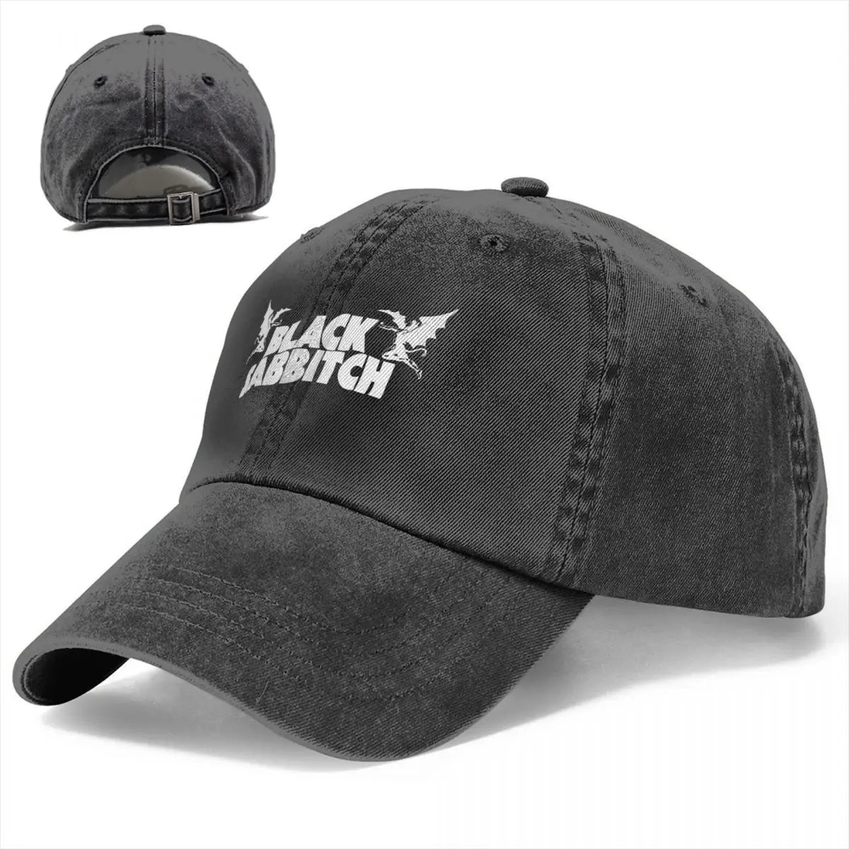 Black Sabbitch Rock Baseball Cap Casual Distressed Washed Headwear Unisex Style Outdoor Activities Gift Hats Cap - Premium baseball cap from Lizard Vigilante - Just $29.88! Shop now at Lizard Vigilante