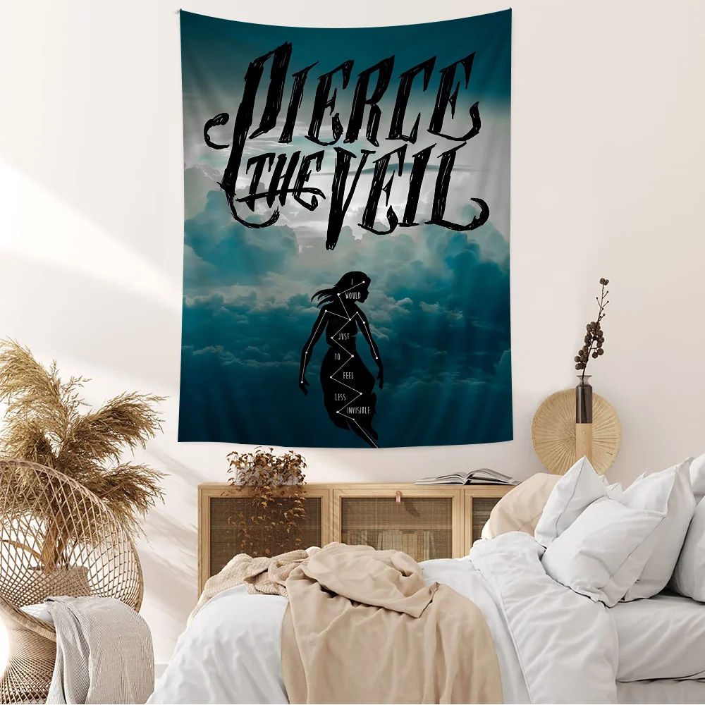 Pierce The Veil Band Anime Tapestry – Hippie Flower Wall Hanging for Dorm & Bedroom Decor - Premium tapestry from Lizard Vigilante - Just $26.99! Shop now at Lizard Vigilante