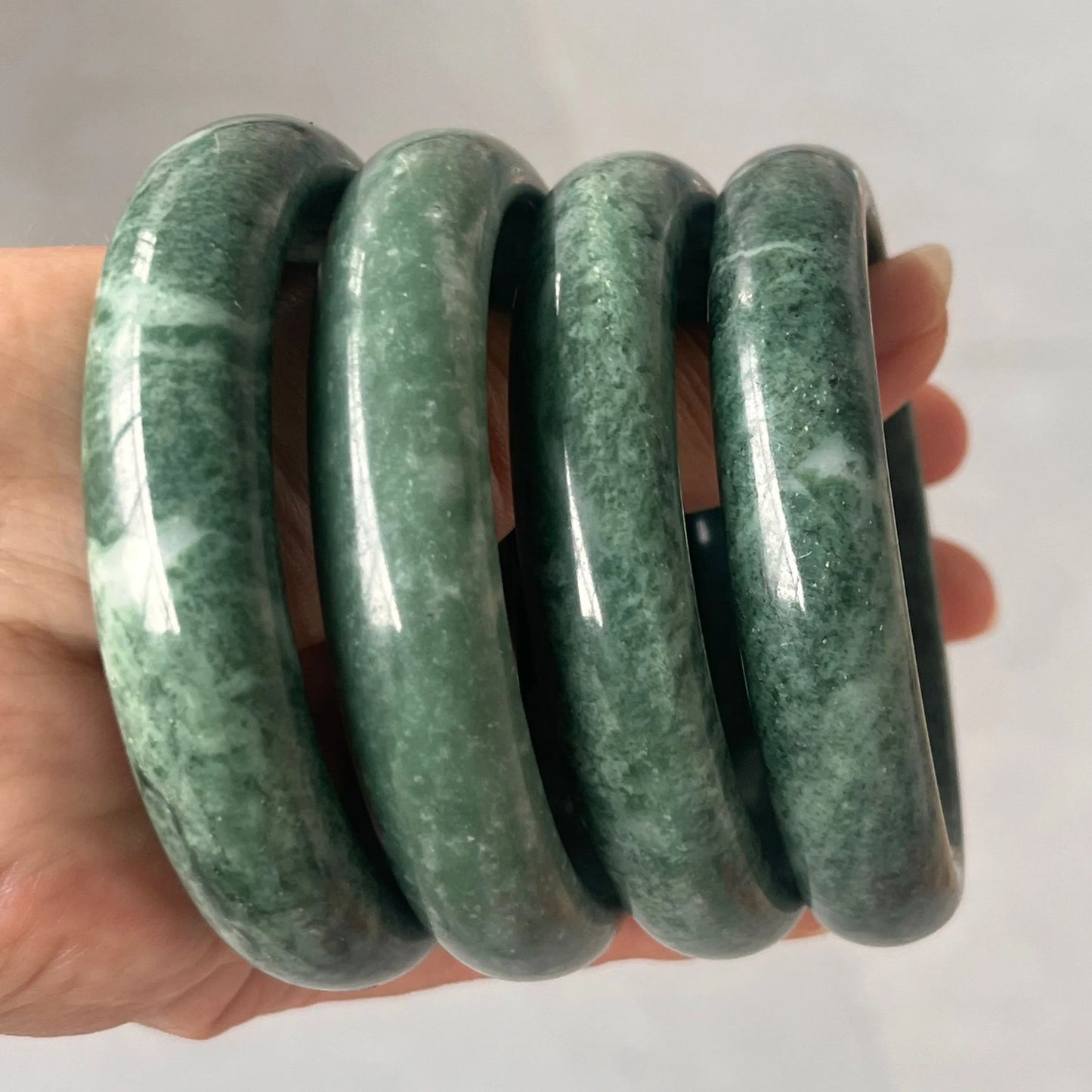 Natural Green Jade Bangle - Genuine Myanmar Jadeite Healing Gemstone Bracelet for Women, Classic Round Fine Jewelry - Premium Bracelet from Lizard Vigilante - Just $19.88! Shop now at Lizard Vigilante