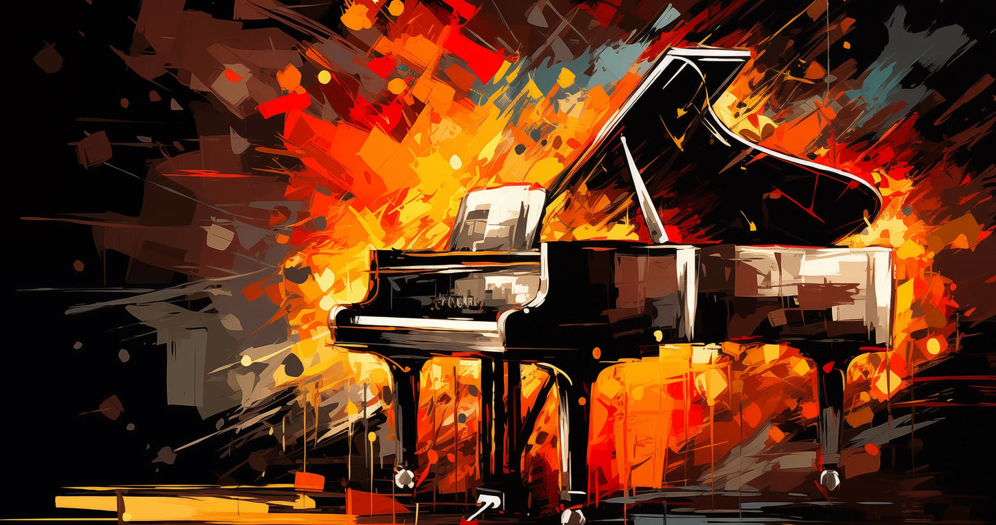 Abstract Riot Symphony Canvas Violin Piano Drums Cello Guitar Retro Music Wall Art Print