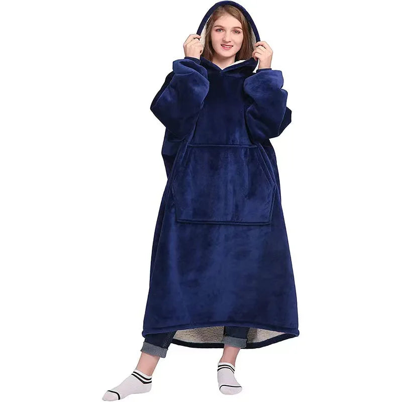 Flannel Warm Sleepwear Lazy Blanket Winter Nightgown Can Be Worn Out Loose And Plush Thick Couple Cold Proof Warms Home Clothes