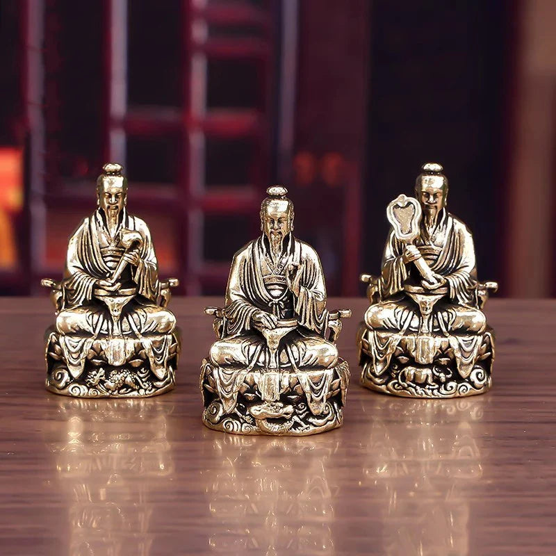 Sanqing Tianzun Statue Chinese Taoism Taishang Laojun Crafts Ornament Sculpture Carving Statue Collection Home Decor