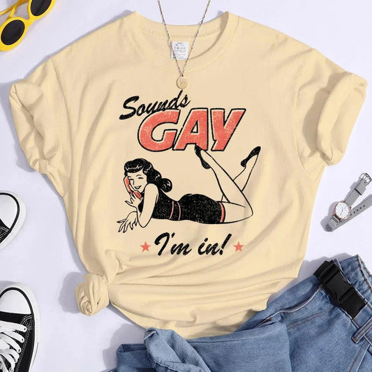 Sounds Gay Funny Tees Pride Month Shirts Fashion Casual Tops Female T Shirt - Lizard Vigilante