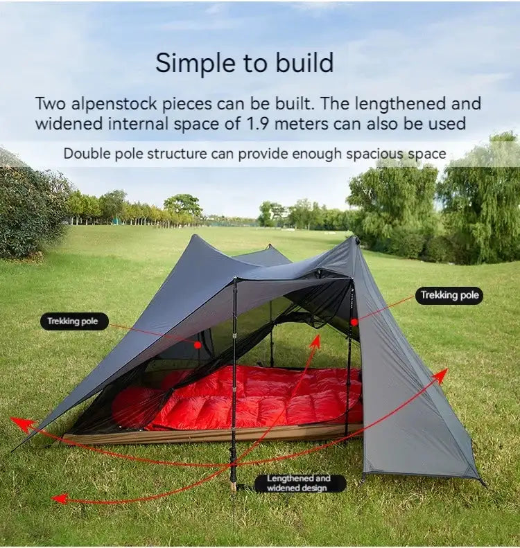 ASTA GEAR Yun Chuan double-sided silicon-coated double A pyramid 15D nylon rodless camping hiking outdoor tent