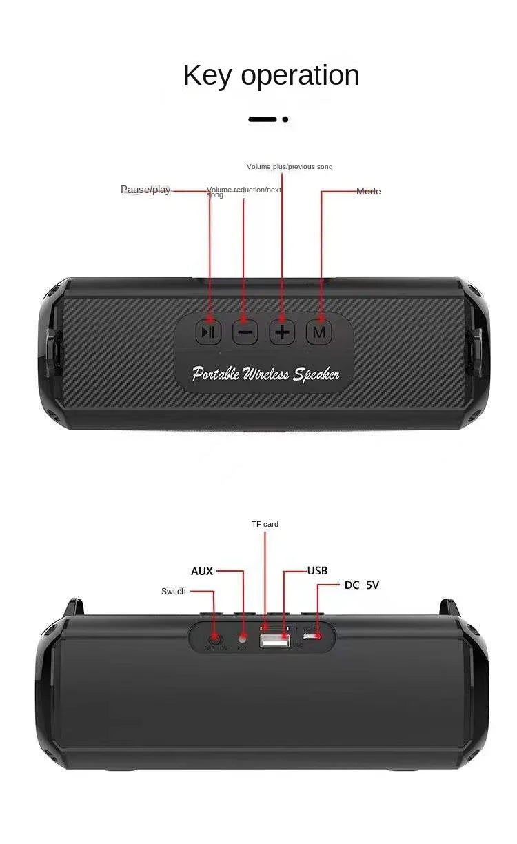 Portable Bluetooth Speaker with Hi Res Audio Extended Bass and Treble Wireless HiFi High Quality Super Volume Speakers
