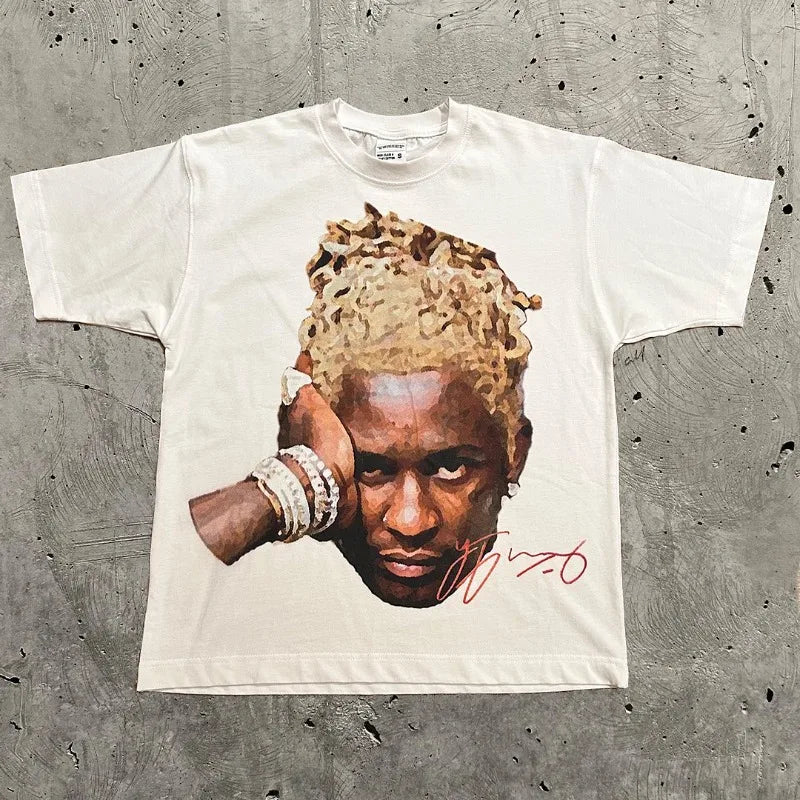Y2K Street Icons Portrait Tee – Harajuku Hip-Hop Summer Drop for Rebels & Lovers 🎤🔥