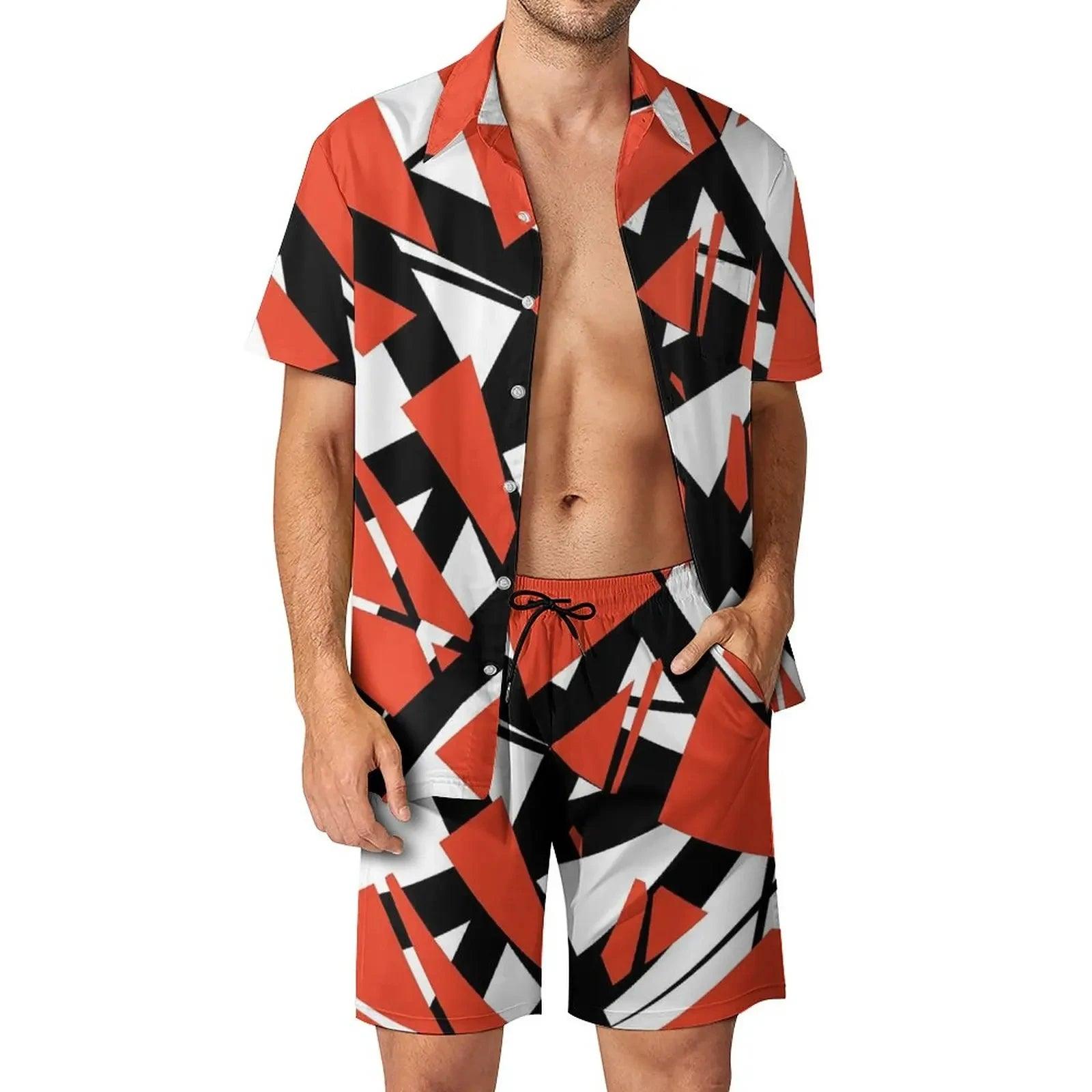 Van Halen Men's Short Sleeve Shirt & Shorts Set - Casual Summer Outfit - Premium  from Lizard Vigilante - Just $29.99! Shop now at Lizard Vigilante